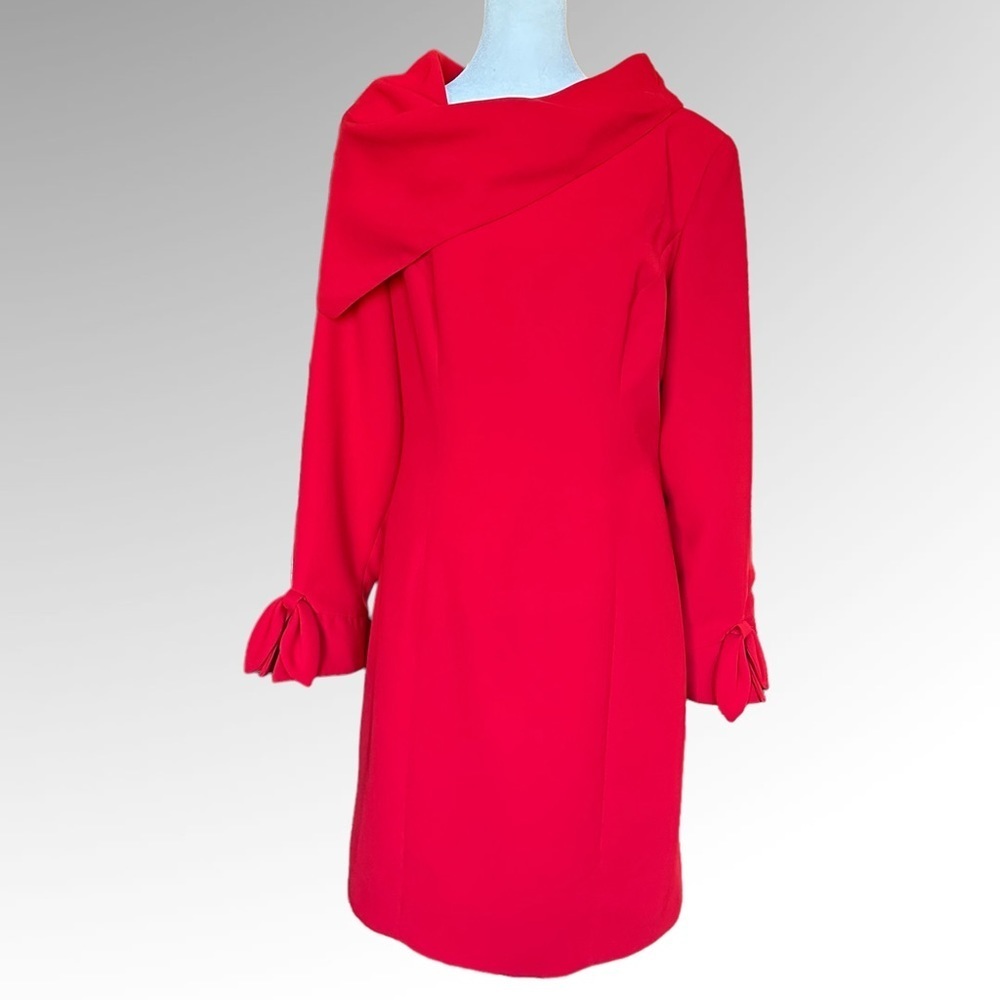 Lilly & Taylor Red Midi Dress With Drape Neckline